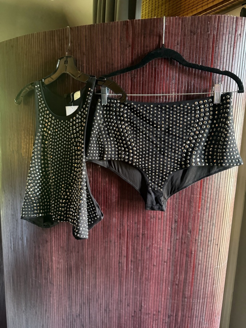 H&M Black Studded High-Waist Briefs and Matching Studded Tank